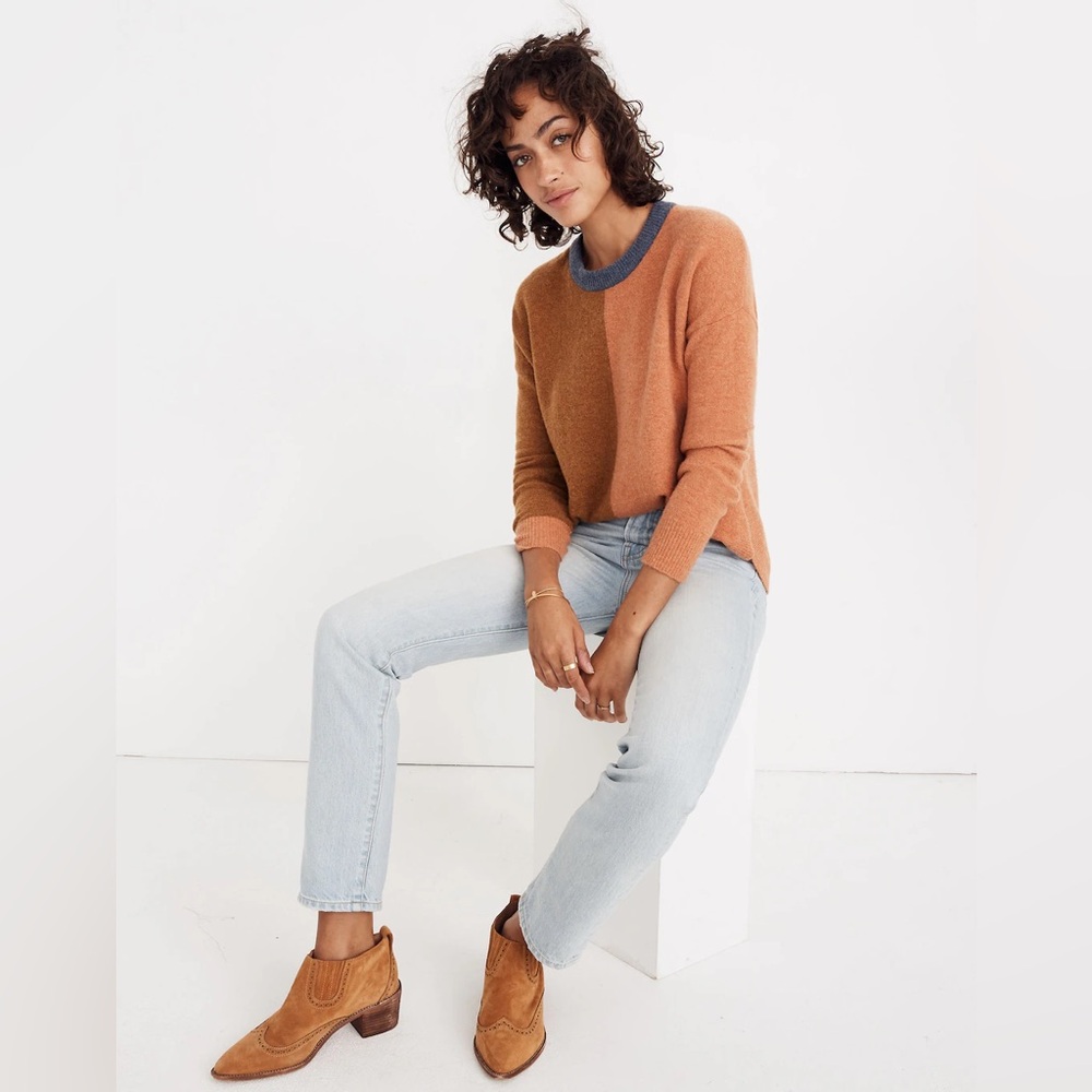 Madewell Westlake Colorblock Pullover Sweater in Coziest Yarn, size L